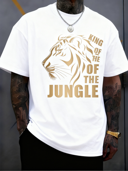 Men's Graphic T-Shirt King Of The Jungle Majestic Lion Profile Among Shadowed Golden Highlights Lion
