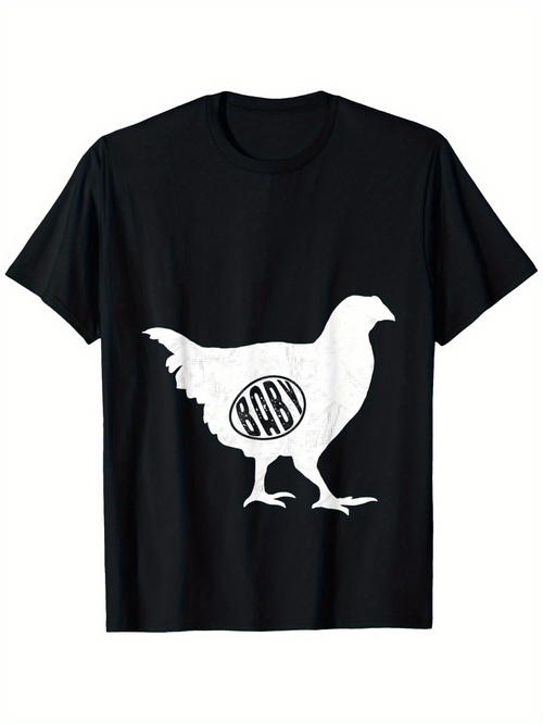 Men's Graphic T-Shirt BABY Classic Monochrome Hen Silhouette With Fun Graphic Chicken