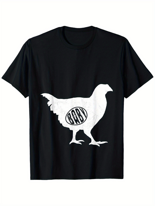 Men's Graphic T-Shirt BABY Classic Monochrome Hen Silhouette With Fun Graphic Chicken
