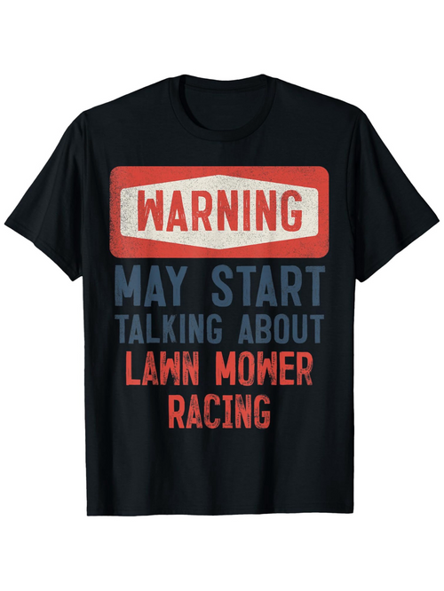 Men's Graphic T-Shirt Warning Sign Bold Letters With Fun Playful Typography Racing T Shirt