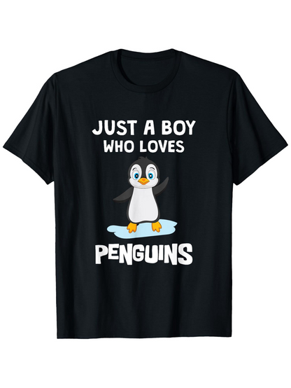 Men's Graphic T-Shirt Just A Boy Who Loves Ice And Happy Penguin