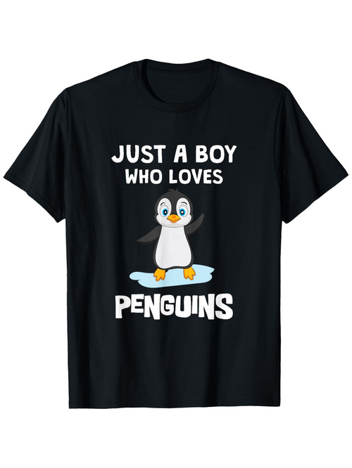 Men's Graphic T-Shirt Just A Boy Who Loves Ice And Happy Penguin