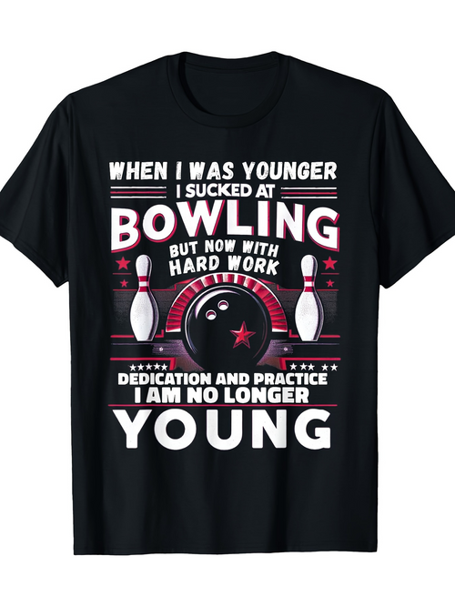 Men's Graphic T-Shirt Hard Work Dedication And Practice Bowling Ball With Pins