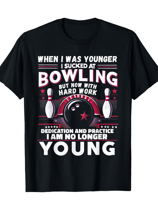 Men's Graphic T-Shirt Hard Work Dedication And Practice Bowling Ball With Pins