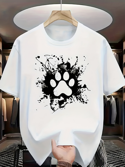 Men's Graphic T-Shirt Abstract Ink Splash With A Bold Paw Print Design