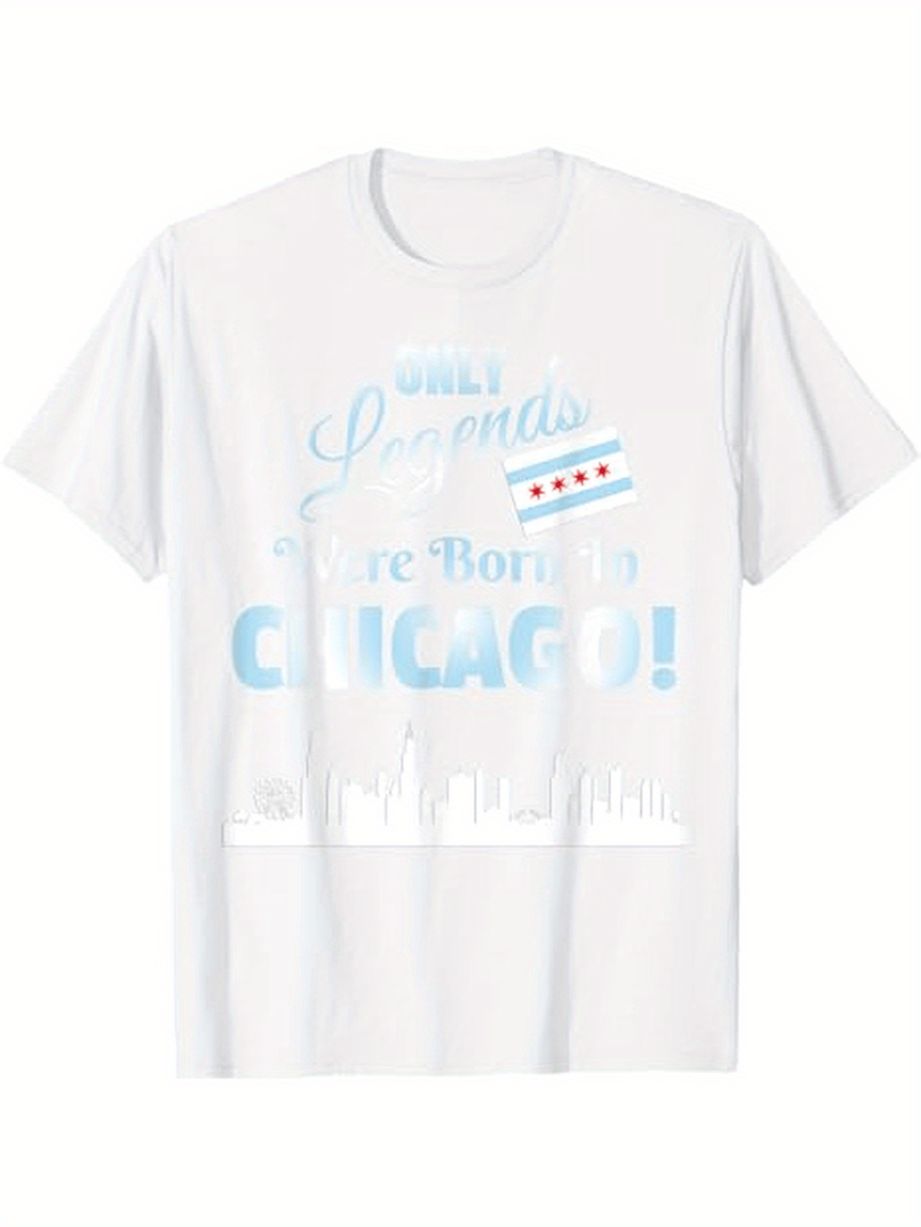 Men's Graphic T-Shirt Only Legends Are Born In Glowing Blue Skyline Chicago