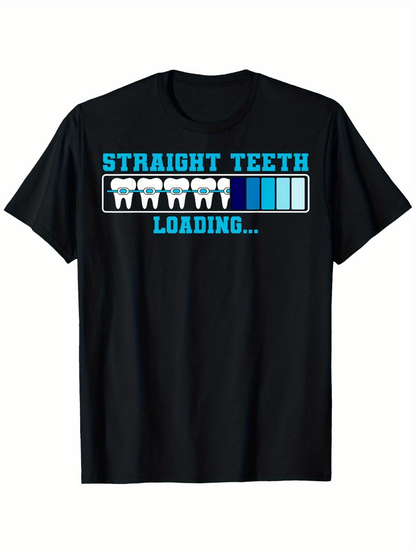Men's Graphic T-Shirt Straight Teeth Loading Progress Bar Featuring Cartoon Teeth