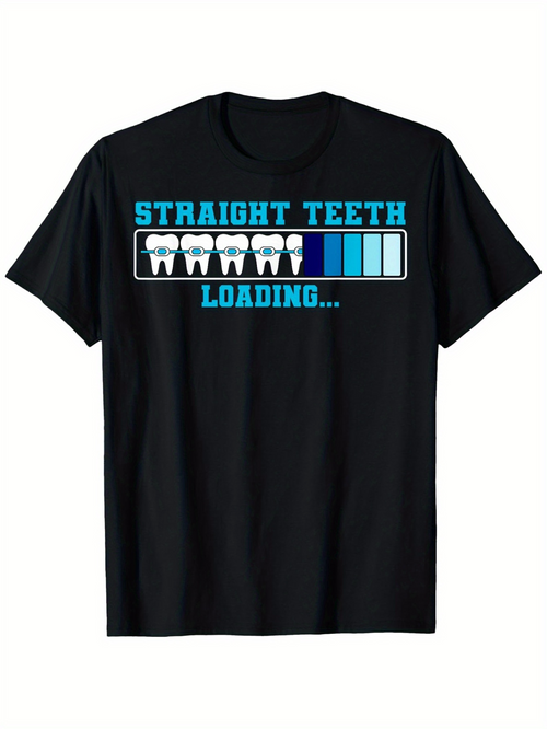 Men's Graphic T-Shirt Straight Teeth Loading Progress Bar Featuring Cartoon Teeth