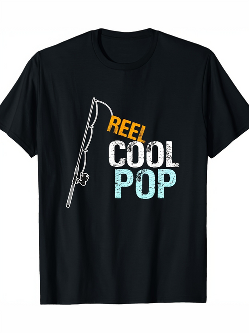 Men's Graphic T-Shirt Reel Cool Pop With Fishing Rod And Playful Summer Text Design