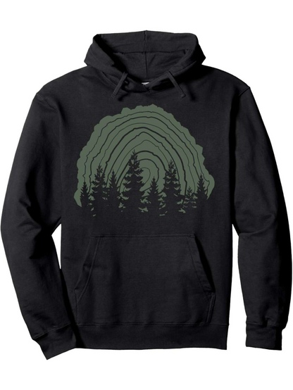 Men's Graphic Hoodie Majestic Evergreen Forest Under Ring Shaped Treeline With Sunset Glow