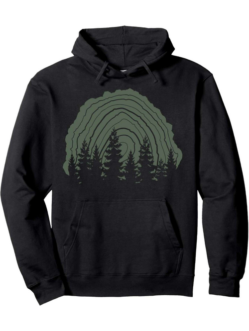 Men's Graphic Hoodie Majestic Evergreen Forest Under Ring Shaped Treeline With Sunset Glow
