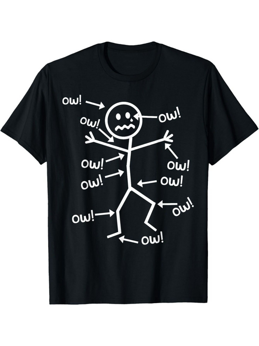Men's Graphic T-Shirt Multiple Arrows Pointing To Stick Figure With Pained Expression