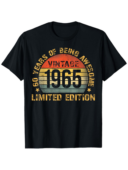 Men's Graphic T-Shirt Vintage Limited Edition Retro Stripe Graphic With Large Bold Text And Sunburst Pattern T Shirt