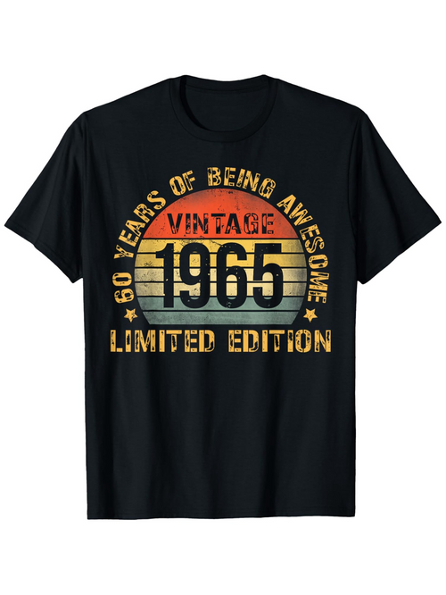 Men's Graphic T-Shirt Vintage Limited Edition Retro Stripe Graphic With Large Bold Text And Sunburst Pattern T Shirt
