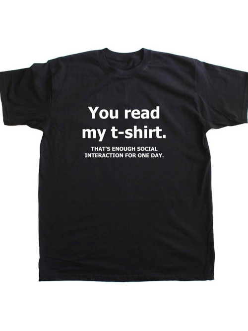 Men's Graphic T-Shirt You Read My Tshirt Social Interaction Day Statement Black Tshirt