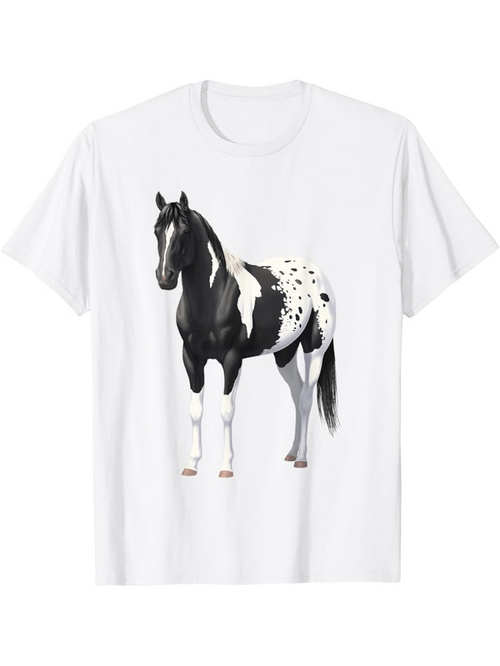Men's Graphic T-Shirt Realistic Spotted Appaloosa Horse Standing On White T Shirt