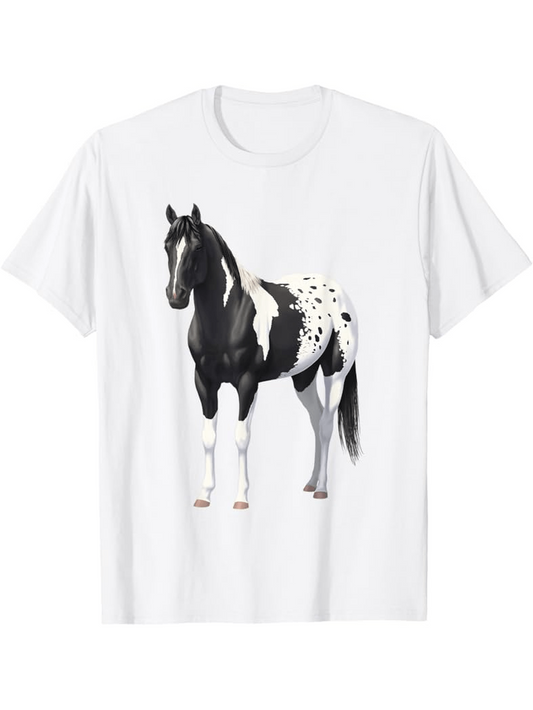 Men's Graphic T-Shirt Realistic Spotted Appaloosa Horse Standing On White T Shirt
