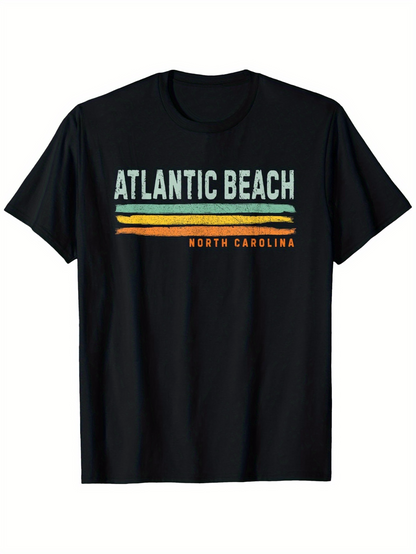 Men's Graphic T-Shirt Atlantic Beach North Carolina Retro Lines With Vintage Style Stripes T Shirt
