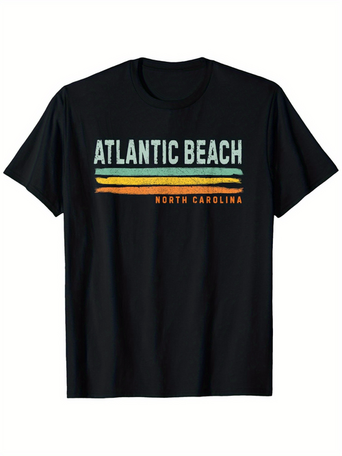 Men's Graphic T-Shirt Atlantic Beach North Carolina Retro Lines With Vintage Style Stripes T Shirt