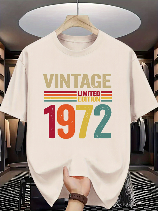 Men's Graphic T-Shirt Vintage Limited Edition With Colorful Text And Year 1972