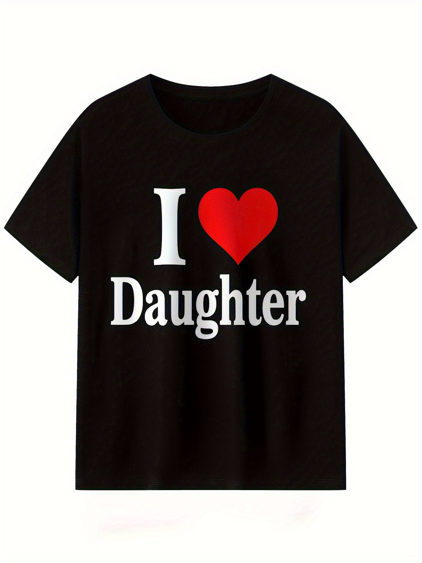 Men's Graphic T-Shirt I Love Daughter Red Heart On Soft Casual Cotton T Shirt