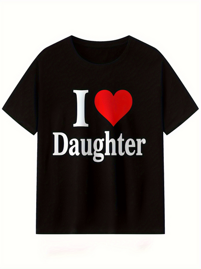 Men's Graphic T-Shirt I Love Daughter Red Heart On Soft Casual Cotton T Shirt