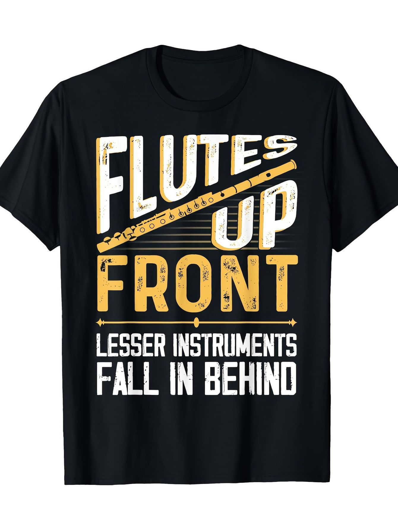 Men's Graphic T-Shirt Flutes Up Front Bold Slogan With Diagonal Yellow Accent Typographic Shirt