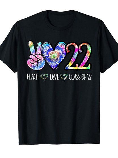 Men's Graphic T-Shirt Peace Love Colorful Tie Dye With Funky Heart Graduation 22