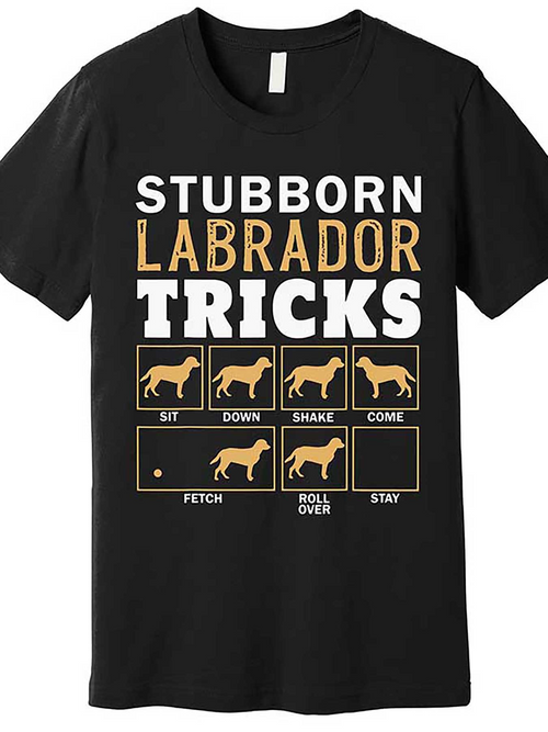Men's Graphic T-Shirt Stubborn Labrador Tricks Dog Silhouettes With Playful Golden Brown Labrador