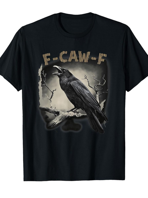 Men's Graphic T-Shirt E Caw F With Gnarled Branches And Night Sky Raven