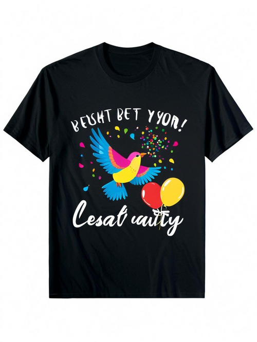 Men's Graphic T-Shirt Bright Bet Y Yon Colorful Balloons With Confetti Flying Bird