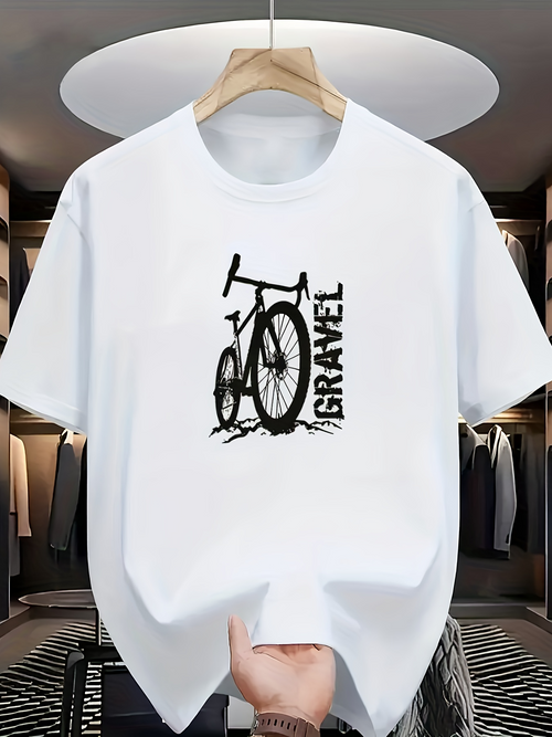 Men's Graphic T-Shirt Adventure Riding Bicycle With Rugged Road Gravel Bike