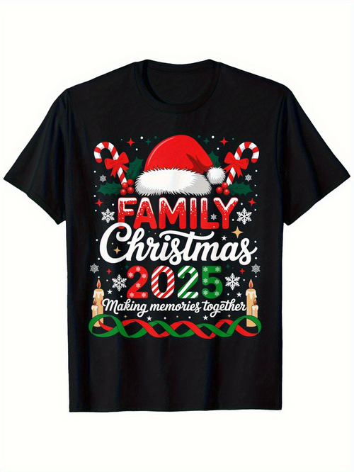 Men's Graphic T-Shirt Family Christmas 2025 Making Memories Together With Santa Hat And Candy Canes T Shirt