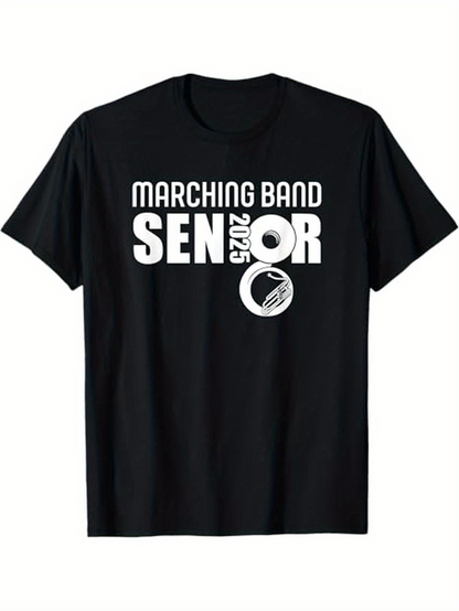 Men's Graphic T-Shirt Marching Band Senior With French Horn And Bold Graphic Print