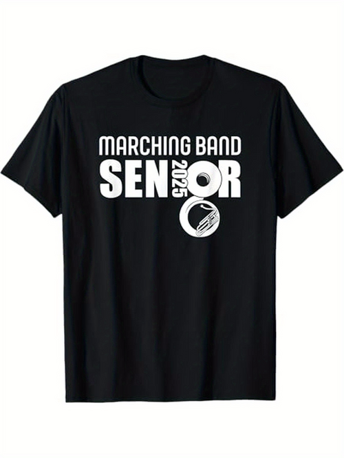 Men's Graphic T-Shirt Marching Band Senior With French Horn And Bold Graphic Print