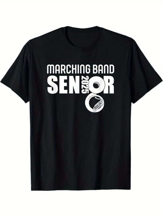 Men's Graphic T-Shirt Marching Band Senior With French Horn And Bold Graphic Print