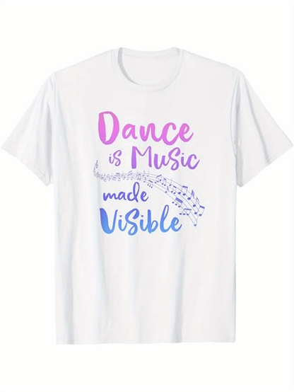 Men's Graphic T-Shirt Dance Is Music Made Visible Flowing Colorful Notes Over Musical Staff T Shirt