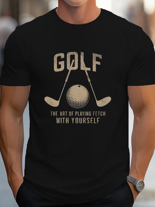 Men's Graphic T-Shirt Golf The Art Of Playing Fetch With Yourself Minimal Retro Golf Ball