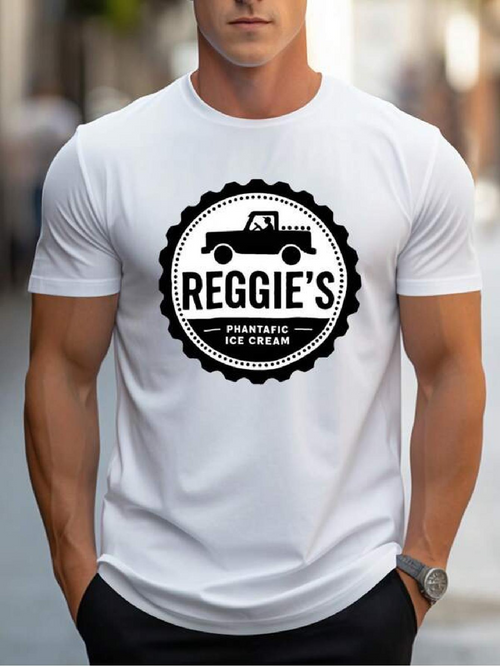 Men's Graphic T-Shirt Reggies Classic Ice Cream Truck With Retro Circle Emblem Motif