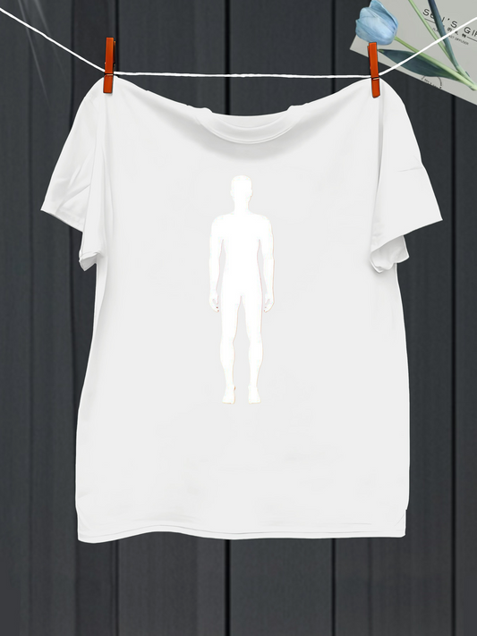 Men's Graphic T-Shirt Outlined Human Figure Silhouette With Minimal White Design On Center