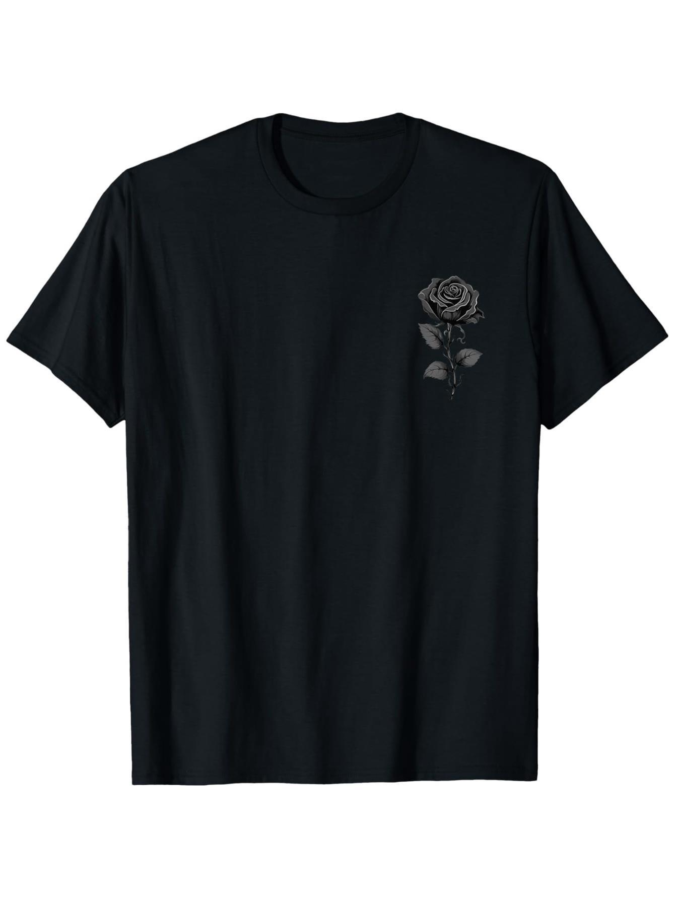 Men's Graphic T-Shirt Delicate Shaded Leaves Simple Floral Art On Classic Rose