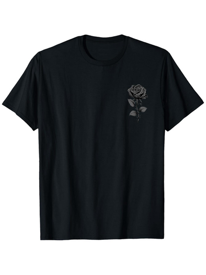 Men's Graphic T-Shirt Delicate Shaded Leaves Simple Floral Art On Classic Rose