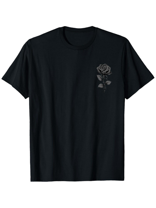 Men's Graphic T-Shirt Delicate Shaded Leaves Simple Floral Art On Classic Rose