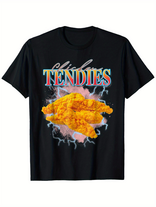 Men's Graphic T-Shirt Chicken Tendies Surrounded By Lightning With Crispy Golden Batter