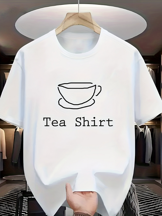 Men's Graphic T-Shirt Tea Shirt Minimalist Line Drawing Of A Teacup On Saucer
