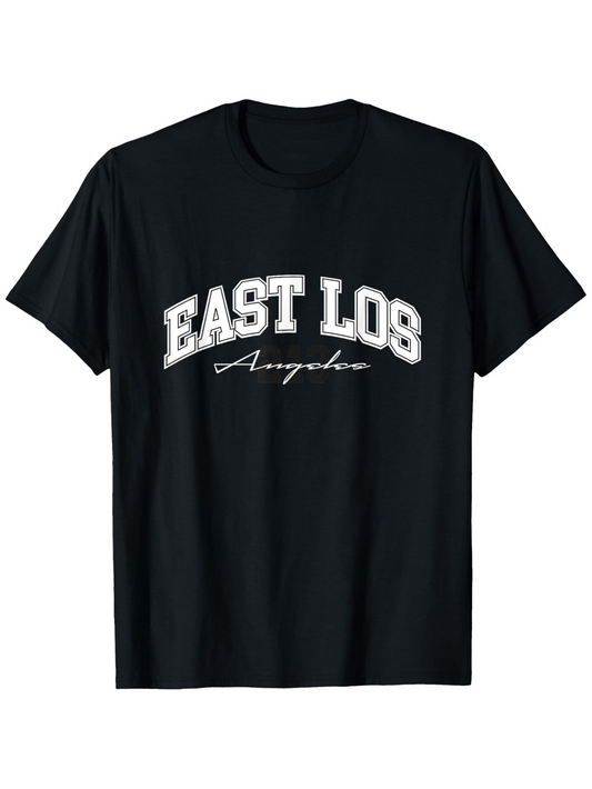 Men's Graphic T-Shirt East Los Angeles Lettering With White Arch On Black T Shirt