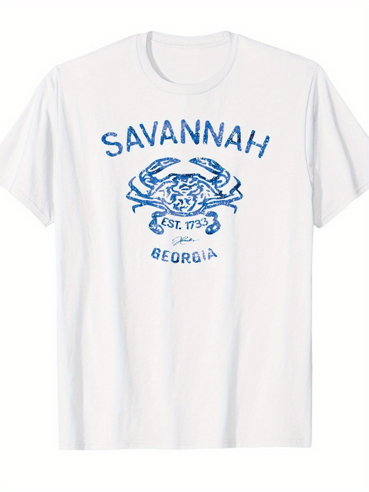 Men's Graphic T-Shirt Savannah Georgia Vintage Blue Crab Graphic T Shirt