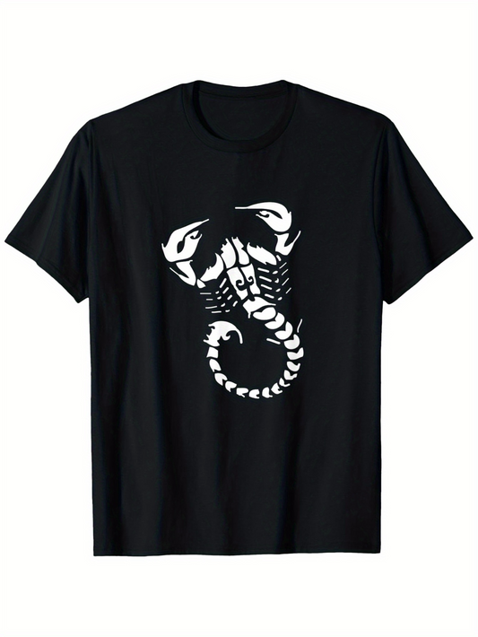 Men's Graphic T-Shirt Bold Tribal Lines Creating A Dramatic Curved Scorpion
