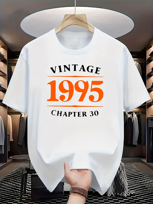 Men's Graphic T-Shirt Vintage Birthday Year Orange Letters With Clean Minimal Style Numbers T Shirt