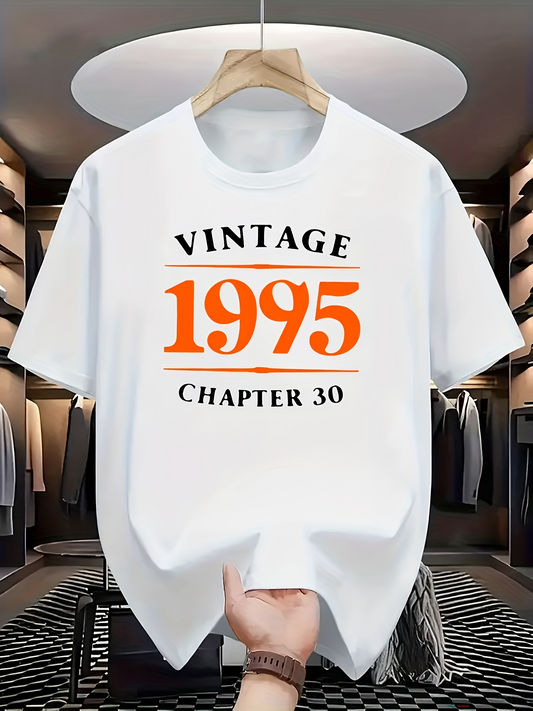 Men's Graphic T-Shirt Vintage Birthday Year Orange Letters With Clean Minimal Style Numbers T Shirt